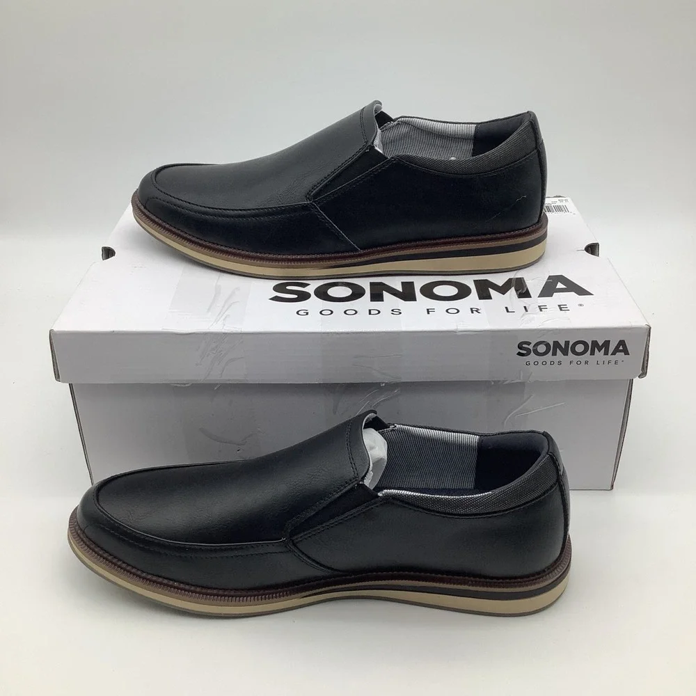 Sonoma Zollino Black Slip On Loafer‎ Comfort Foam Insole Mens Shoes New